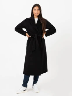Cappotto Siri Debora Nero Con Cintura