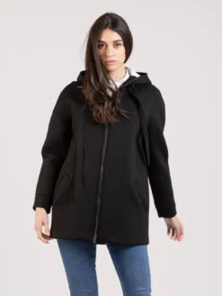 Giacca Neoprene Collo Alto Nero / Bianco -Couture per Lei stimm giacca neoprene collo alto nero bianco5