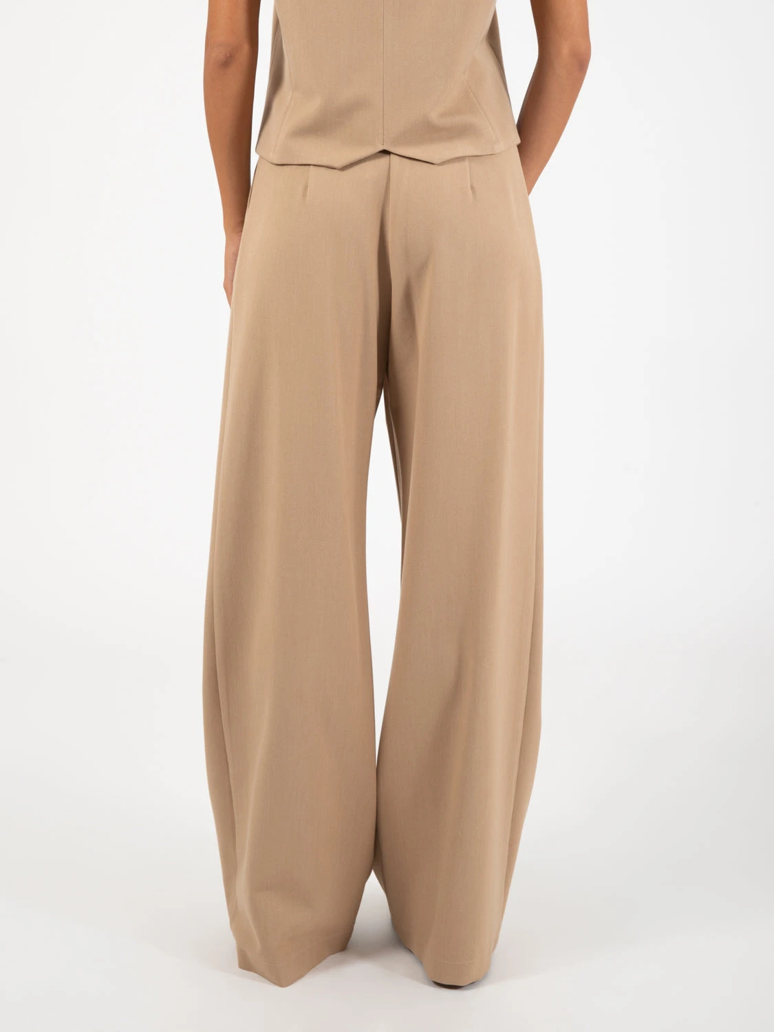 Pantalone A Palazzo Con Doppia Pence Cammello 5 Pantalone A Palazzo Con Doppia Pence Cammello - Image 3