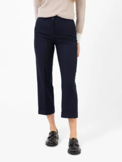 Pantaloni Blu Con Risvolto