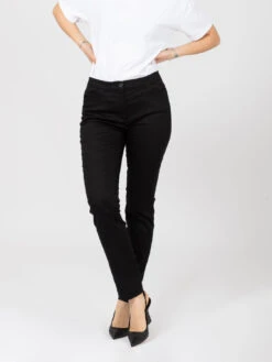 Pantaloni Neri Con Decori Tono Su Tono