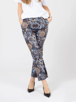 Pantaloni Trombetta Floreali Azzurri