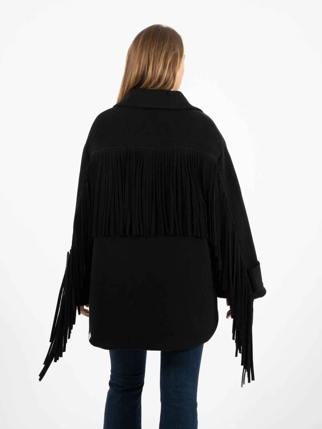 Cappotto Corto Con Frange Nero 5 Cappotto Corto Con Frange Nero - Image 3