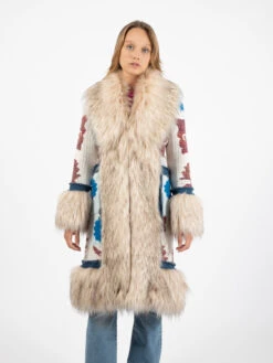 Cappotto Lungo Figaro Fantasia Ecrù