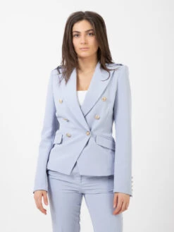 Vicolo Blazer Corto Doppiopetto Azzurro Polvere