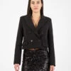 Vicolo Blazer Doppiopetto Crop Nero