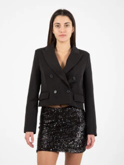 Vicolo Blazer Doppiopetto Crop Nero