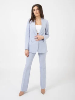 Vicolo Blazer Lungo Monopetto Azzurro Polvere -Couture per Lei vicolo blazer lungo monopetto azzurro polvere