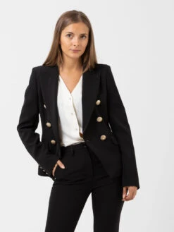 Vicolo Blazer Nero Doppiopetto Con Bottoni Decorati
