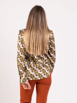 Vicolo Camicia Optical Geometrico Verde Olio -Couture per Lei vicolo camicia optical geometrico verde olio1