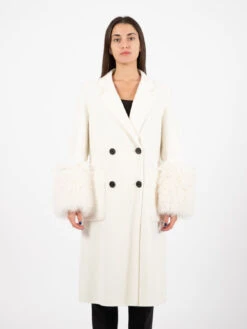 Vicolo Cappotto Doppiopetto Con Manicotti Naturale