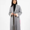 Vicolo Cappotto In Maglia Con Frange Grigio / Fuxia