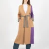 Vicolo Cappotto In Maglia Con Fusciacca Nero / Cammello / Viola -Couture per Lei vicolo cappotto in maglia con fusciacca nero cammello viola1