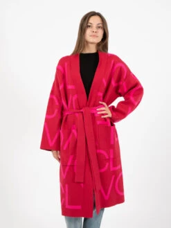 Vicolo Cappotto In Maglia Logo Lettering Rosso / Fuxia