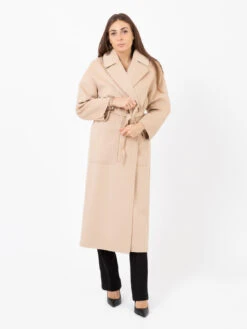 Vicolo Cappotto Lungo Crema Con Cintura