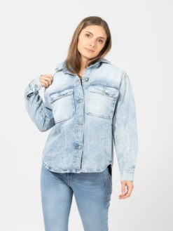 Vicolo Giacca Camicia Denim Chiaro Bleached