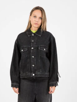 Vicolo Giacca In Jeans Con Frange Black