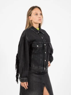 Vicolo Giacca In Jeans Con Frange Black -Couture per Lei vicolo giacca in jeans con frange black4