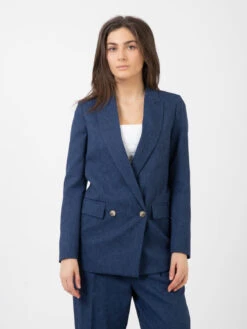 Vicolo Giacca Lunga Doppiopetto Blu