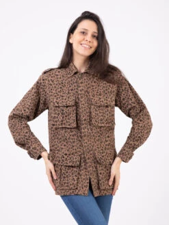 Vicolo Giacca Utility Fantasia Leopardata Biscotto