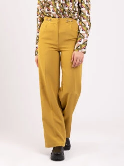 Vicolo Pantaloni Pistacchio Con Morsetti Oro
