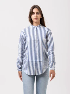 XACUS Camicia Coreana Marvi Righe Bianco / Azzurro