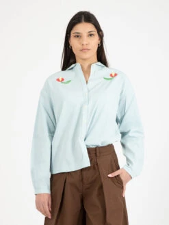 Camicia Marianne In Denim Sbiancato Indigo