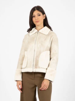 Giacca In Ecopelliccia Reversibile Panna